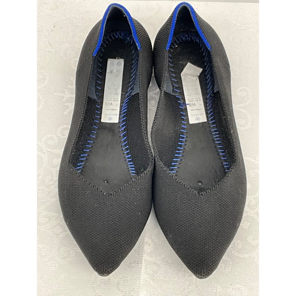 Rothys Womens Black Pointed-Toe Knit Flats Size 8M No insole